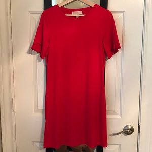 Michael Kors Bright Red Dress with Ruffle Sleeves